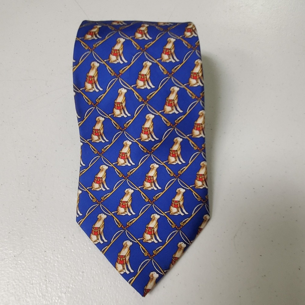 Brooks Brothers Silk Tie Dog Print Americana Made in USA Novelty Office Business